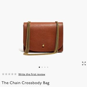 Madewell Tan Leather Crossbody Bag with Gold Chain